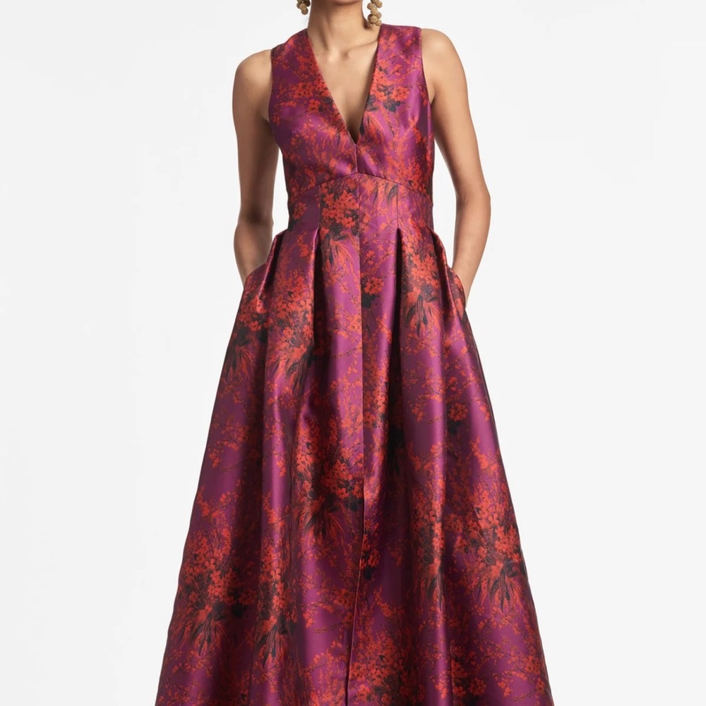 Elegant Purple and Red Floral Dress
